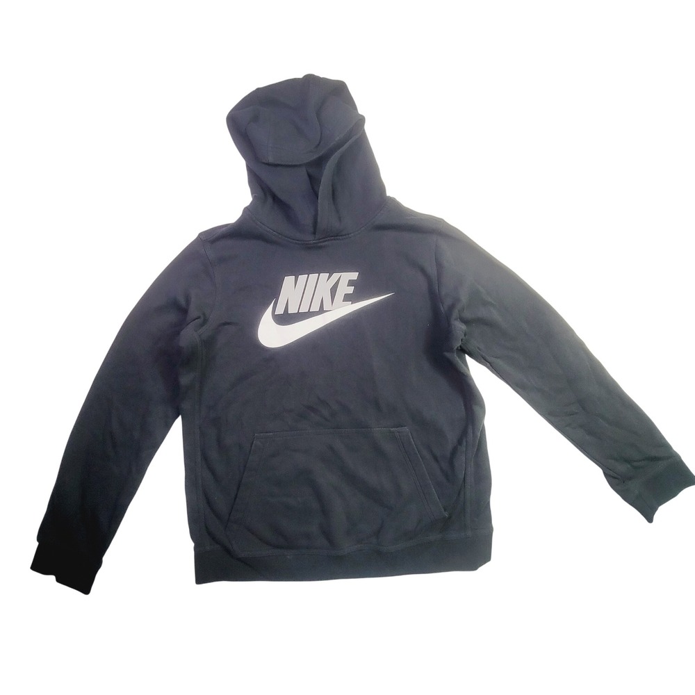Nike Boys Sportswear Pullover Hoodie Size XL Black Fleece Logo Swoosh B7